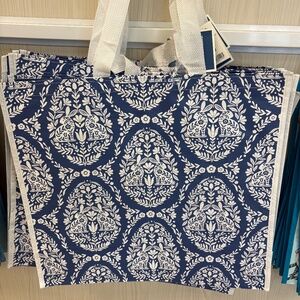 Homegoods TJMaxx Marshalls Floral Toile Easter Egg Bunny Print Tote Bag NWOT